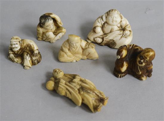 Six Japanese ivory netsuke